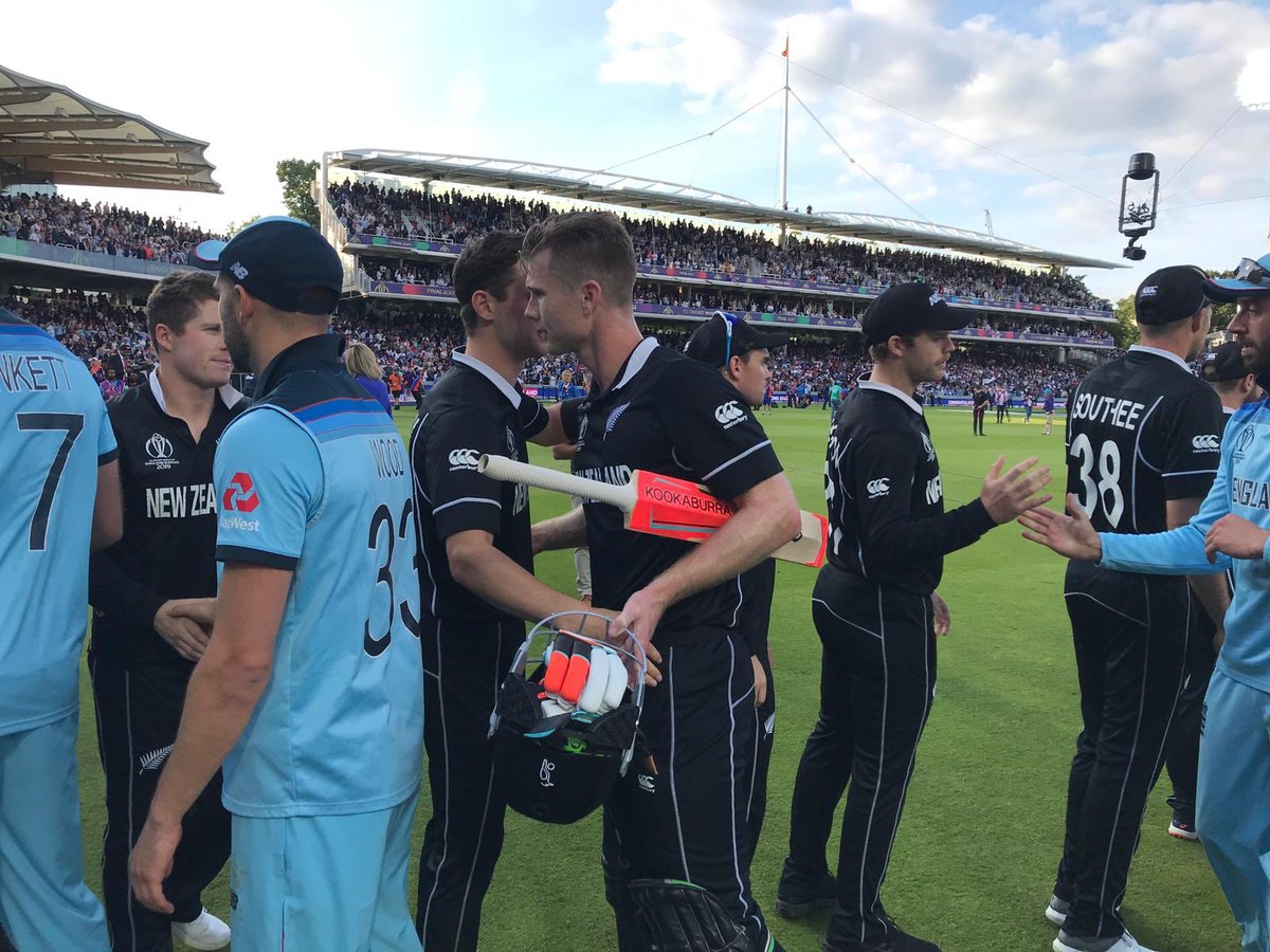 BLACKCAPS's tweet photo. Rollercoaster of emotion, that’s why we love this sport 🏏 @englandcricket that will go down as a classic, congratulations 👍🏽 

#CWC19 #ENGvNZ https://t.co/d9xfi4VsxD