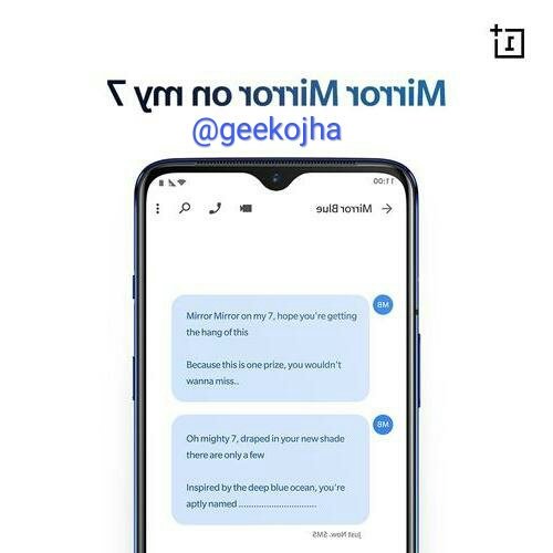 geekojha's tweet photo. @OnePlus_IN วฯ
l๊ญ ษฟoษฟษฟiM
Answer: Mirror Blue
#OnePlusMirrorBlue #OnePlus7MirrorBlue
#OnePlus7
Biggest wish to Win
Fingers crossed ๐
Join:
@bhelman9
@iApoorvAgarwal
@NoorNehmat
@nshroy100ab
@19nsverma
@NishantJain_88
#MirrorMirrorOnMy7
#ContestAlert
@oneplus https://t.co/YnOy6bsUAf