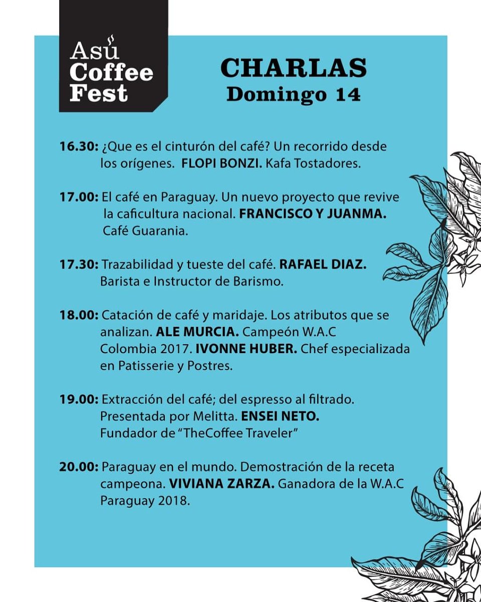 ¡Todo lo que vas a aprender hoy!
📋📝🗣️

#AsuCoffeeFest #Cafe #Asuncion #Paraguay #CoffeeLovers #Charlas