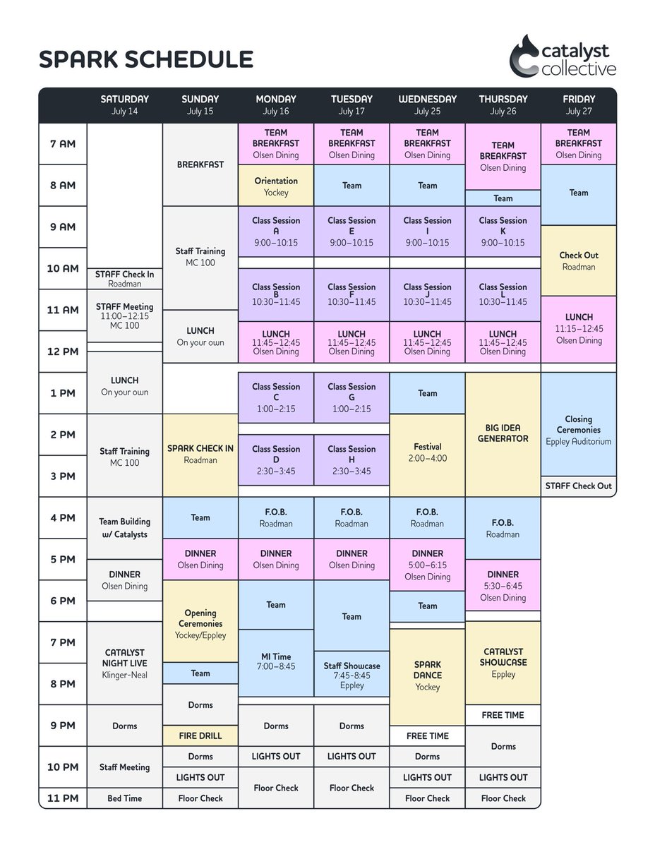 cccamps's tweet photo. CAMP SCHEDULE – WEEK 2 #cccamps https://t.co/0bATrxgP1J
