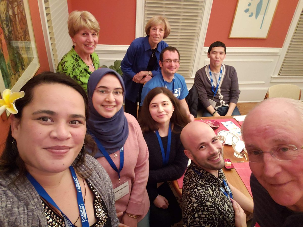 FulbrightMENA's tweet photo. “Small world!” During her #Fulbright enrichment seminar, Marwa had dinner with an American family to learn about southern culture and learned that they had visited her home country Egypt. Read more of her #FulbrightLife: https://t.co/1jFR7gmQIg @FulbrightPrgrm https://t.co/bxfzzXFE9F