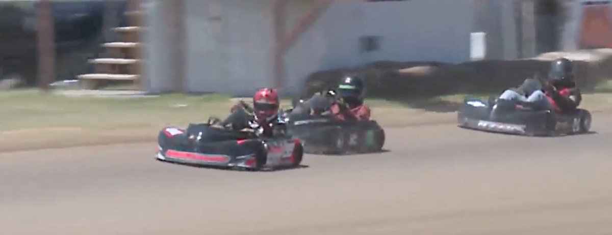 RacingAmerica's tweet photo. #MAXXDaddy: Austin Banker "banks" a win in the second @maxxiskarting heat race. The third heat is already on the track (pictured)- watch now: https://t.co/ksAX80NMeM https://t.co/rjqzgxo9nE