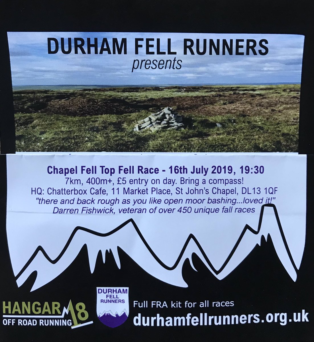 Hangar 18 supported Chapel Fell Top Race this Tuesday evening @DurhamFellRun @ChatterboxcafeC
