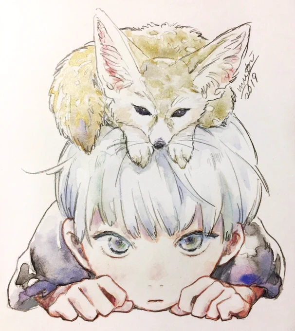 #机の上の原画展
ポストカードサイズの新作イラスト
2点追加できました🦊各5,000円 