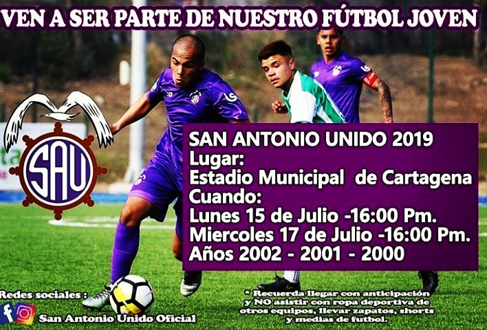 FortinAlfonso's tweet photo. El club @sanantoniounido estará probando jugadores el día de mañana Lunes y el Miércoles
.

Recuerda agendar fechas y horas para no quedarte fuera 
.
#vivaelfutbol #amorporlaredonda #futboljoven #futboljovenchileno #vamosloscabros #apoyemoseldeporte https://t.co/IMLa6s5qJB