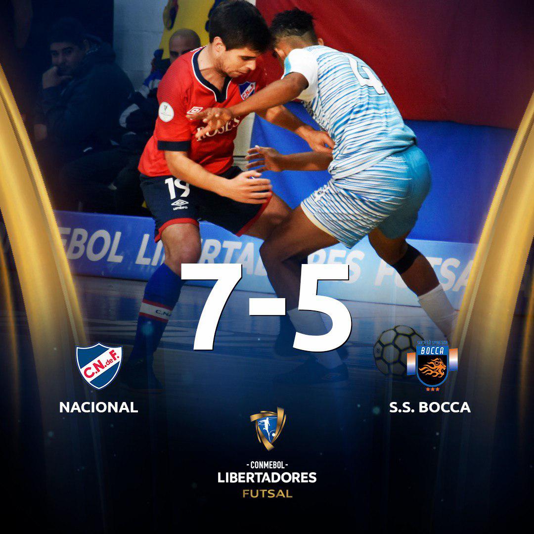 LibertadoresFS's tweet photo. 🇺🇾💥 ¡@CNdeFfutsal ganó un partidazo! Se impuso 7-5 a @SSBocca en el debut en la @LibertadoresFS por el Grupo C. Joaquín Varietti marcó 5 goles.

🏆 @Nacional venceu uma partidaça! Superou o Bocca por 7-5 na estreia na #LibertadoresFutsal pelo Grupo C. Varietti fez 5 gols. https://t.co/PvMIGhE5UF