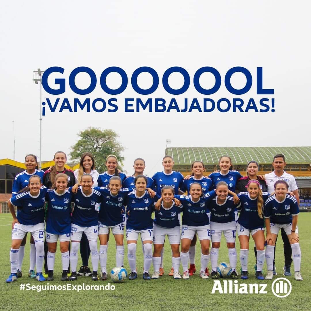 AllianzCol's tweet photo. Que hermoso gol en este segundo tiempo ¡Vamos con toda Embajadoras! 🎉🎉🎉 @MillosFCoficial @MFCFem https://t.co/xt37YQOlyE