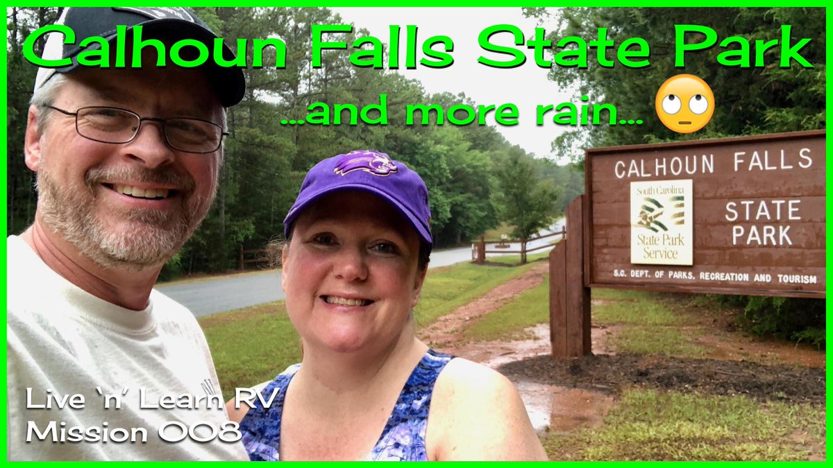 LiveNLearnRV's tweet photo. #CalhounFallsStatePark is a lovely, secluded park on the shores of #LakeRussell. Despite the rain, we’ll show you the campgrounds, the almost-two-mile hiking trail and the very-friendly “wildlife” that may visit your camper! See it all right here 👉🏻👉🏻 https://t.co/ikNjfNUsBo https://t.co/ZJ8GLBNArz
