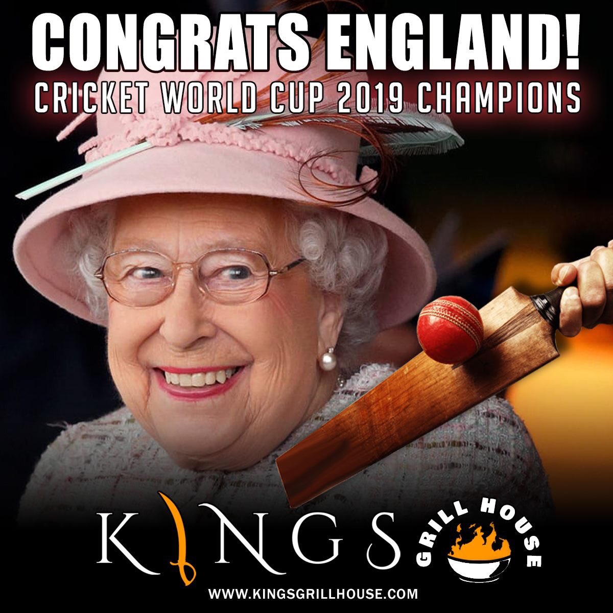 Congrats #England 😀👌 ICC Cricket World Cup 2019 Champions. Time to Party! Rani is on the way to Kings for a few pegs &amp; mix grills! Kao Piyo Aisho Karo at The #KingsGrillHouse 🤩 #ICCWC2019