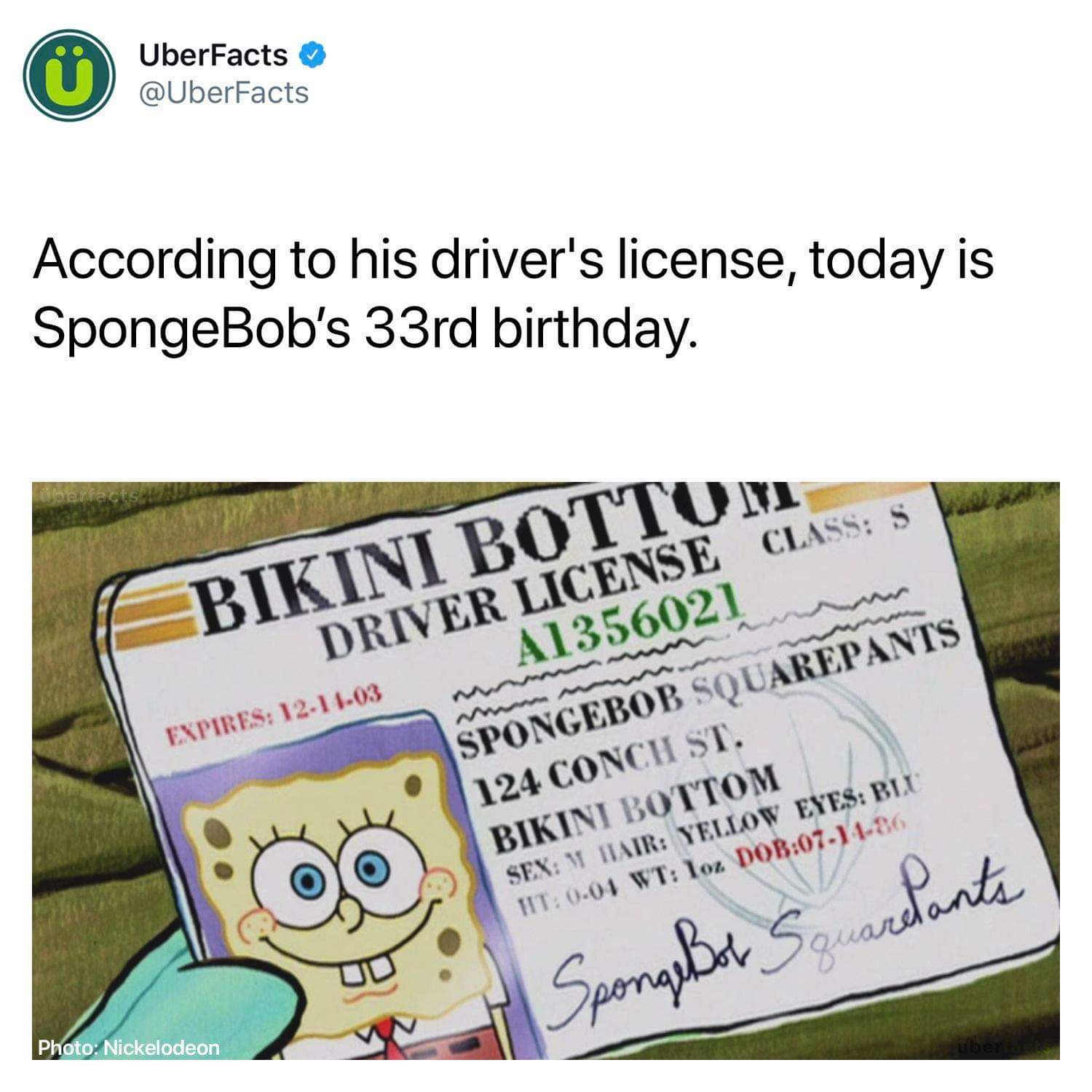 happy birthday to you and Spongebob Squarepants! 
