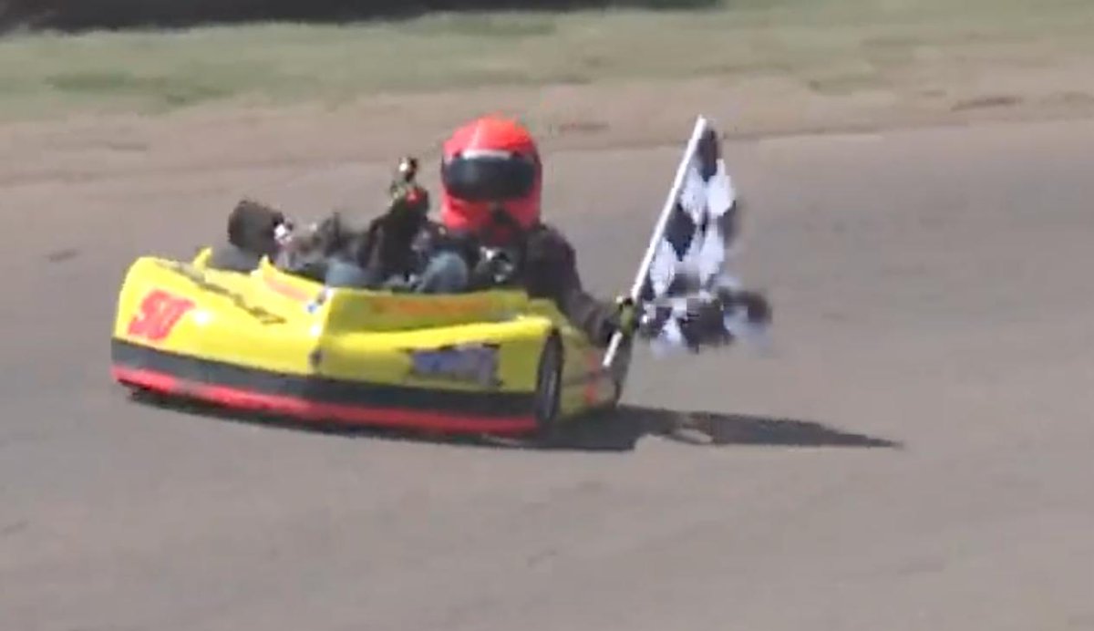 RacingAmerica's tweet photo. #MAXXDaddy: Kayden Clatt makes the first victory lap of the afternoon here at WaKeeney Mini Speedway after winning the 50-lap @maxxiskarting Junior 1 feature. The Junior 2 race is up next: https://t.co/ksAX80NMeM https://t.co/l0k4BpxMTT