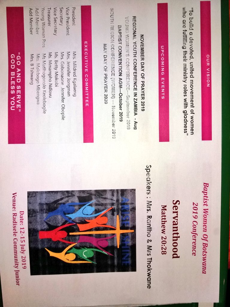 seganogaone's tweet image. My Long Weekend
#SpiritualEmpowerment
#BotswanaBaptistWomenConference2019
#Matthew20:28
#Servanthood