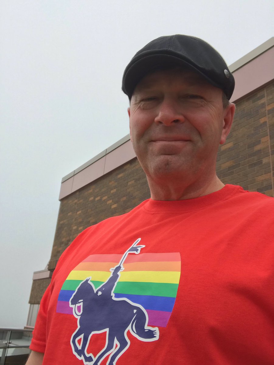 RCMPNL's tweet image. A/Commr Ches Parsons, Commanding Officer RCMPNL: Stranded in Deer Lake airport on Sunday and missed the Pride Parade - very sad. Apologies to everyone, especially to my staff, the  LGBTQ2S+ community and the parade organizers. Still Proud to be Pride. #prideandprogress