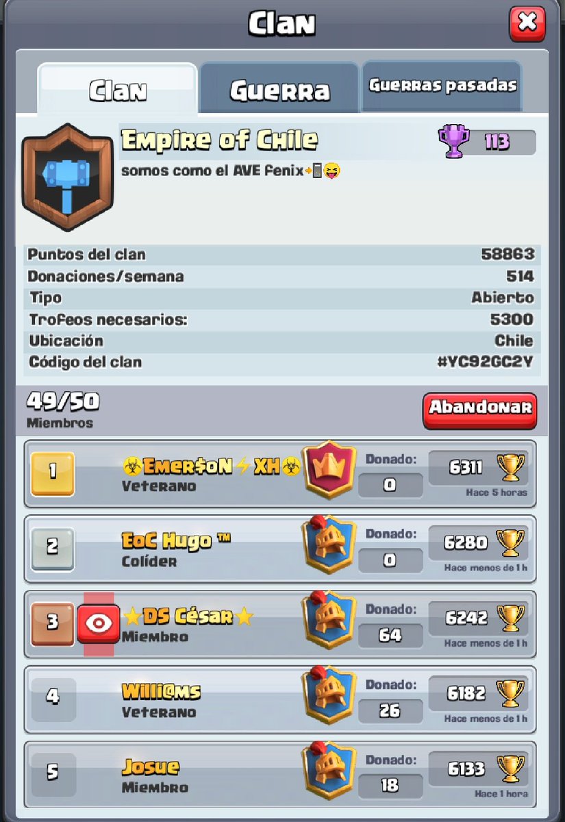 EmpireOfChile's tweet photo. #Cr. #Premioladder
-Recuperando nuestro lugar dentro del top.
-Nadie nos para.
-Aprovechando de avisar de los Premios Ladder.
PREMIO LADDER
1⃣ 20 usd
2⃣ 15 usd
3⃣ 10 usd
4⃣ 10 usd
5⃣ 10 usd
6⃣ 10 usd 
➕5 usd por llegar a 6650 🏆. (no acumulable si estas dentro de los 6 primeros) https://t.co/jOgpZPAcVV