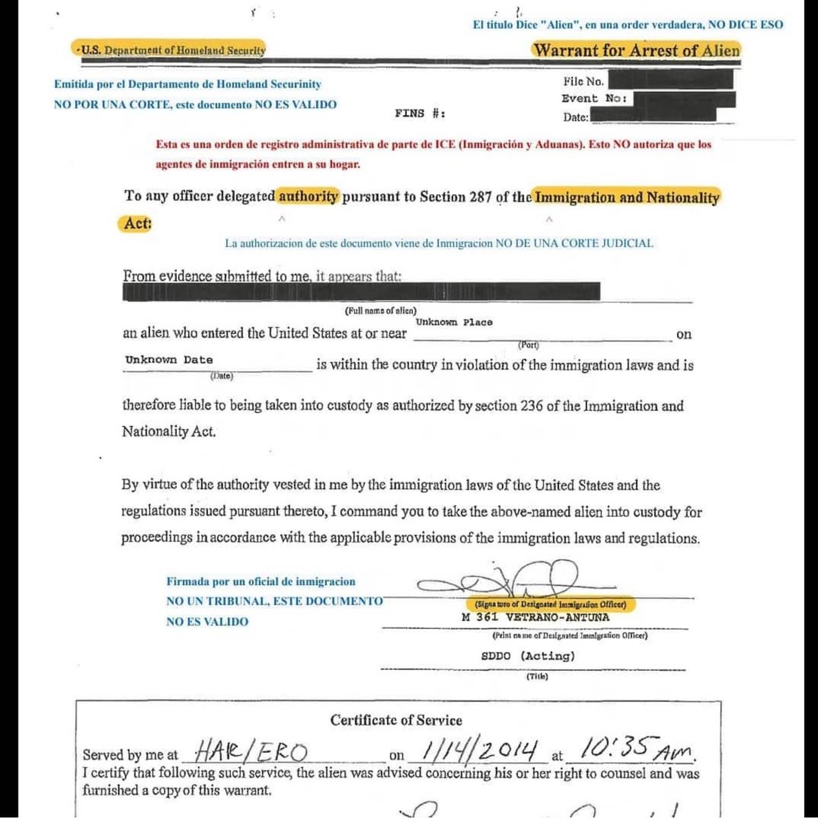 yourrightscamp's tweet photo. This is IMPORTANT. The first picture is an ICE administrative warrant which does not allow ICE to enter into your home. The second photo is an actual warrant that is signed by a judge. PLEASE SHARE!! #IceRaids https://t.co/PQlH5LWyFg https://t.co/PwkjfLCHLG