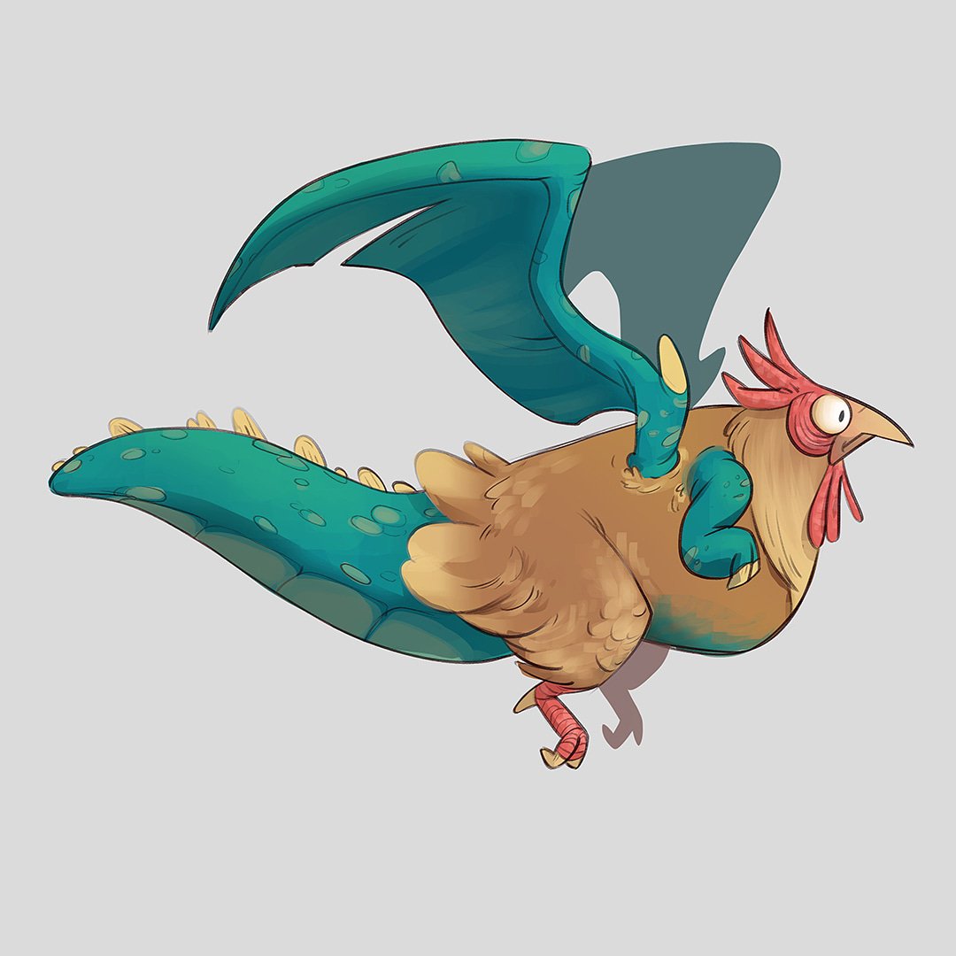 melissadn_art's tweet photo. Spike, a dopey cockatrice, will flutter around town if you don't tie him down! @CQprompts #characterquest https://t.co/wWbA3cK2LO