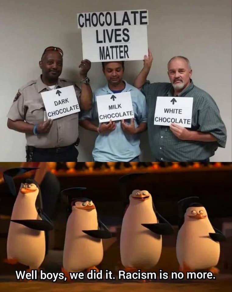 DogmaDilution's tweet photo. I mean, they have a point 🤷🏻‍♂️I’d wager that less people dislike chocolate than dislike other races...there is that old lady from Spongebob though...
#Equality #atheist #secular #humanism #chocolate #AllLivesMatter #BlackLivesMatter https://t.co/dkiapnKkcs