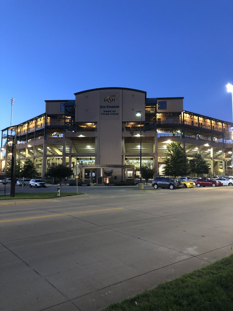 BrentKemnitz's tweet photo. Eck Stadium in July. Special Venue. #watchus #goshockers #shockerbaseball https://t.co/rrbFR1lZQh