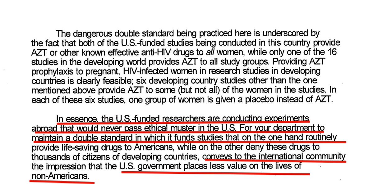 But, it gets worse!  @DonnaShalala department maintained the rule of providing AZT to pregnant women here in America. But, somehow.. not abroad in countries in Africa and Latin America.
