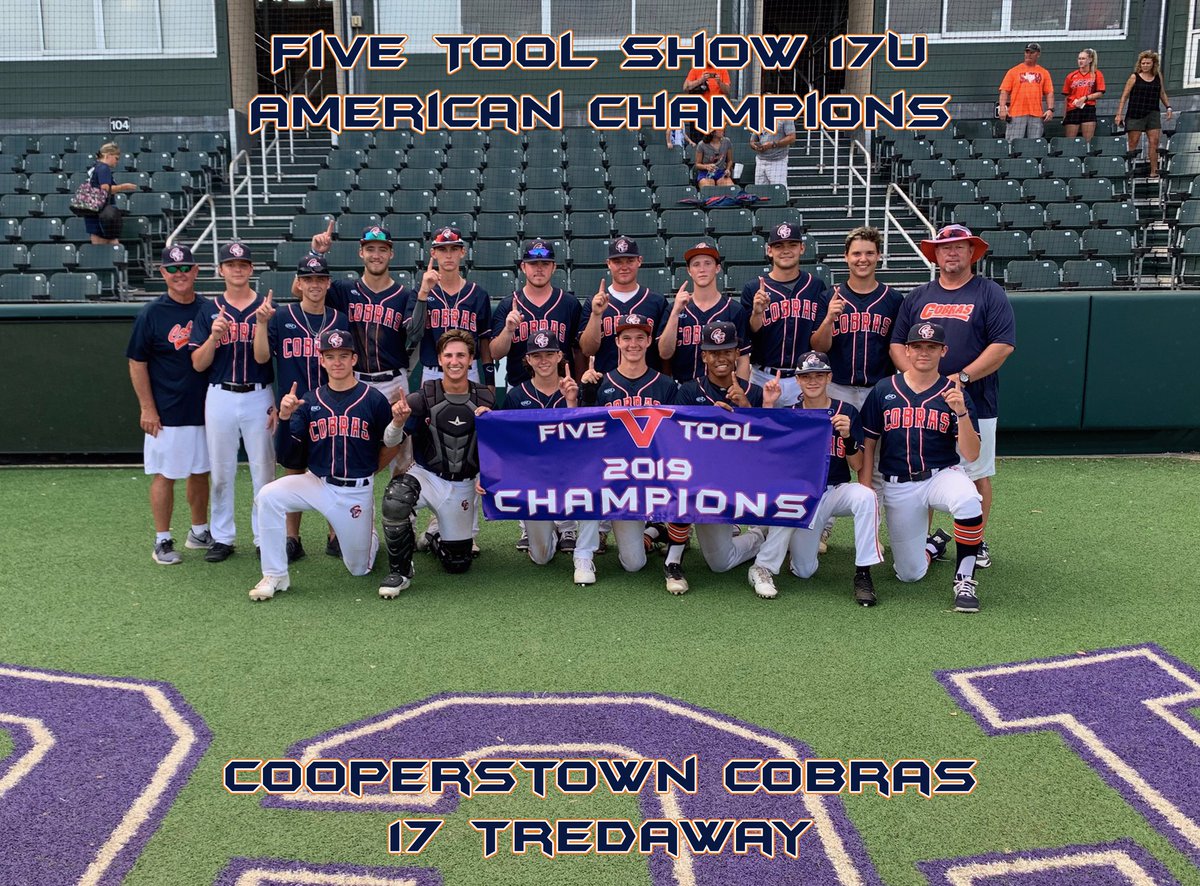 Five Tool Baseball (@fivetool) on Twitter photo 🏆Congrats to the #FiveToolShow 17U American Champions, <a href="/follow_cobras/">Cooperstown Cobras</a> 17 Tredaway!🏆 🏆Congrats to the #FiveToolShow 17U American Champions, <a href="/follow_cobras/">Cooperstown Cobras</a> 17 Tredaway!🏆