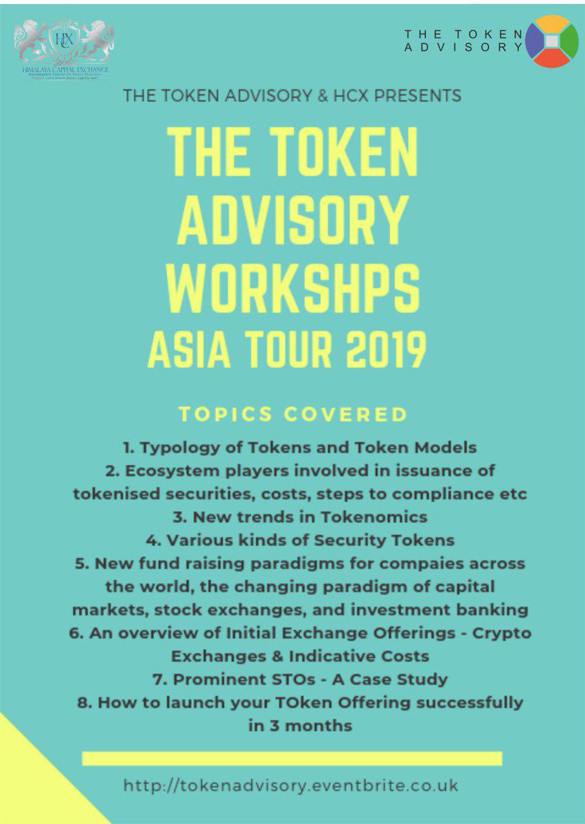 FintechStorm's tweet photo. Token Advisory Workshops Summer 2019 London, Zurich, Dubai, Asia July-August 2019 - https://t.co/X9OnNBUwXy https://t.co/OLjHnghVSn