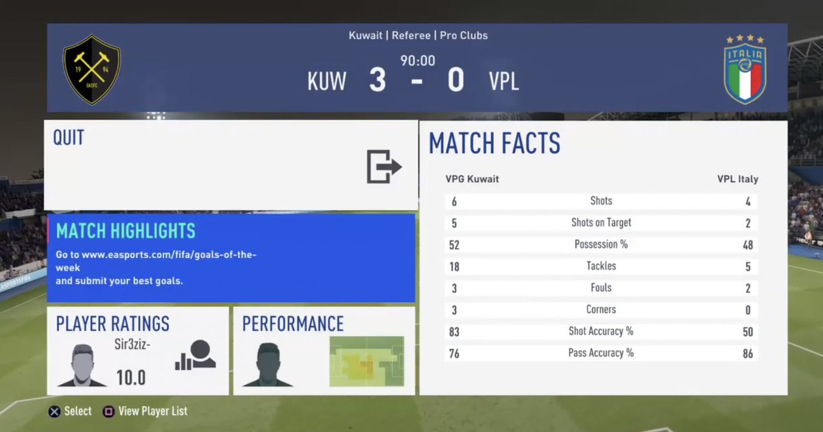 ولله الحمد.. 
استطاع منتخبنا  الوصول لدور نصف النهائي من كاس العالم لمنظمه ال VPL <a href="/VPLglobal/">Virtualproleague</a> 
بعد الفوز على ايطاليا 4-3 بمجموع الذهاب والاياب..
شكرا لرجالنا على المجهود الرائع،
#خطوتين_تفصلنا_عن_اللقب
#بروكلوب
#برو_كلوب