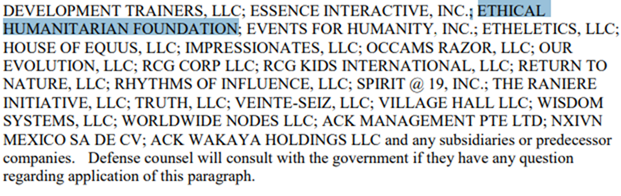 2/ During the trial, Mark Vicente testified that Keith Raniere bragged that  #NXIVM was so massive, with so many interconnected companies under the NXIVM umbrella, that it couldn’t be taken down. Really? Well, even the US Gov’t said it was big…Much discovery evidence>sealed.