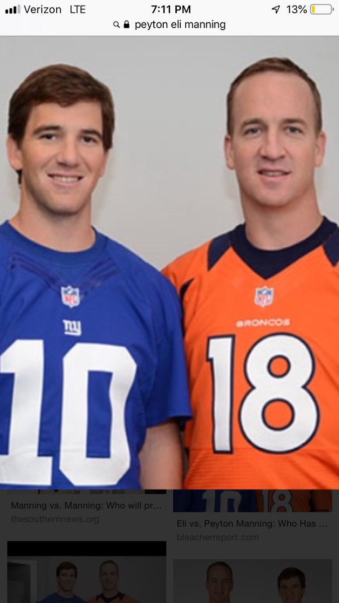 Gronkowski34's tweet photo. @PeytonManningFC who is this Peyton or Eli? I’m in a major argument and imma need some assistant because people don’t know who is who. Just comment 10 or 18 please https://t.co/ce97frOw9i