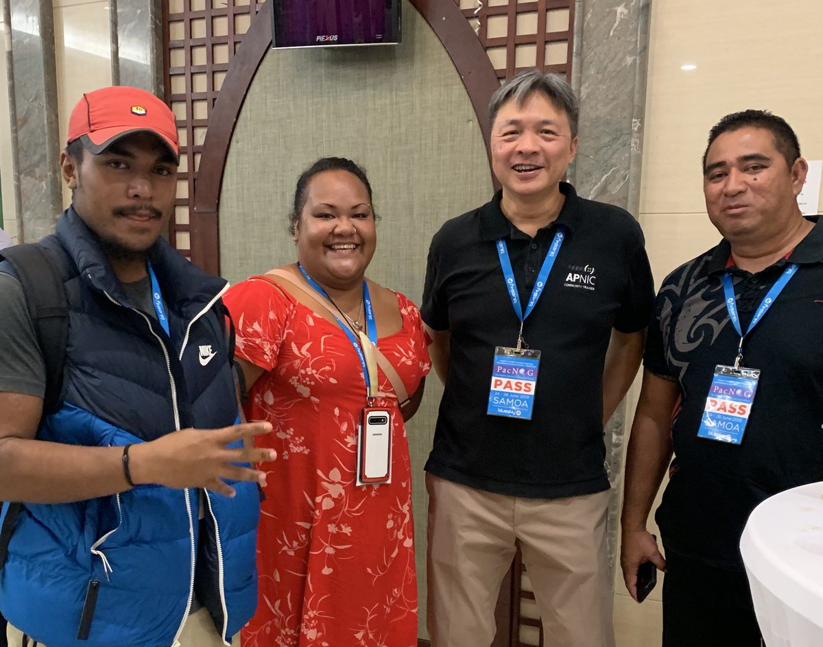 apnic's tweet photo. NOGs are not just for network operators working for large ISPs, writes Suetena Faatuuala Loia after his first experience at #PACNOG https://t.co/eHB0OtHbSC https://t.co/HYniPHQ6Ri