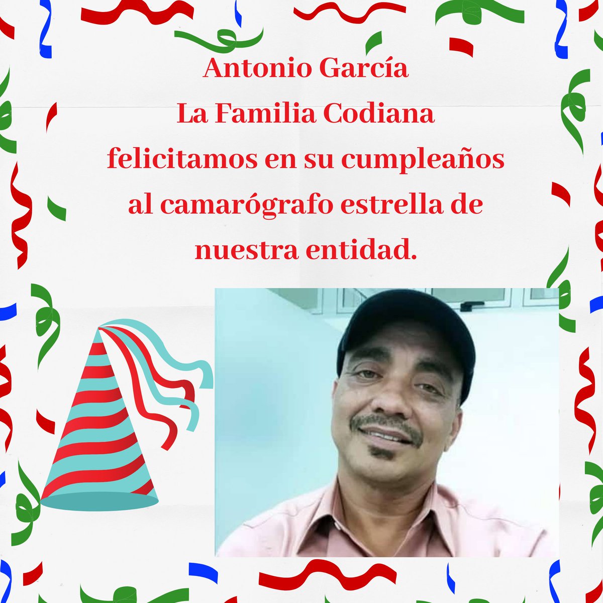 CodiaCentral's tweet photo. La Junta Directiva Nacional, encabezada por nuestro Pte., Arq. @gomdis y toda la #FamiliaCodiana, felicitamos en su cumpleaños al camarógrafo estelar del #CodiaRD, nuestro estimado Antonio García.
¡Felicidades!
#CodiaCelebra https://t.co/dglluTaWI6