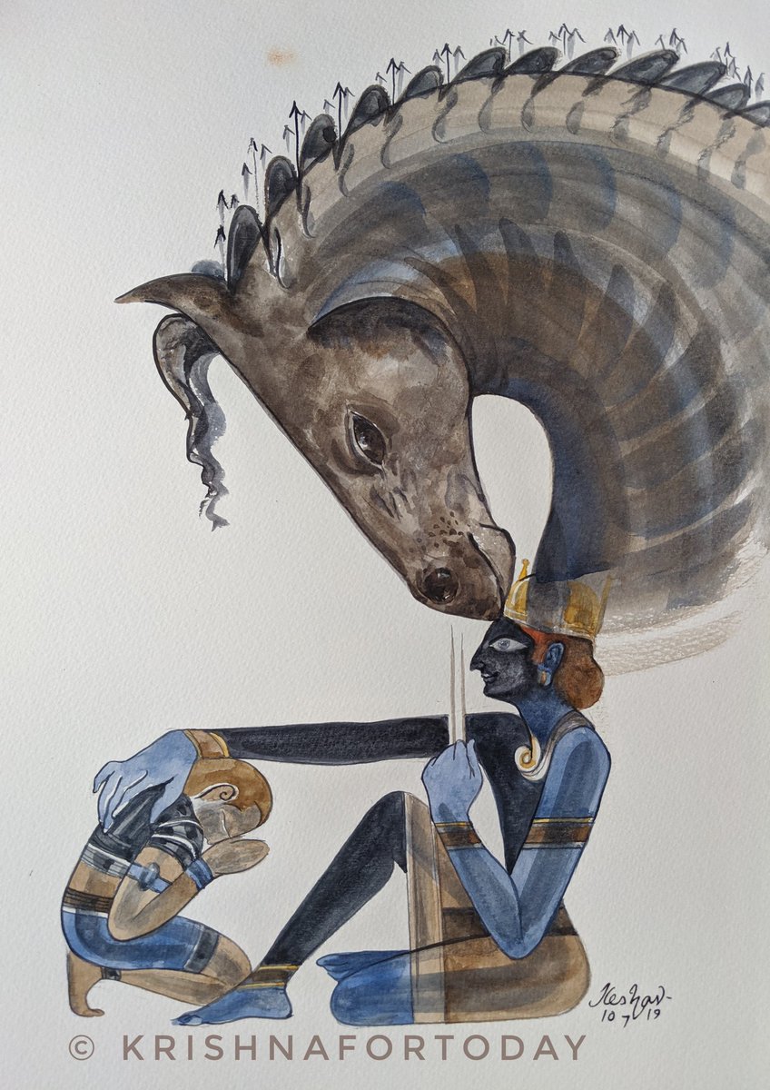 keshav61's tweet photo. Dialogue with Arjuna #BhagavadGita #watercolour #krishnafortoday https://t.co/eFhRQSy22N