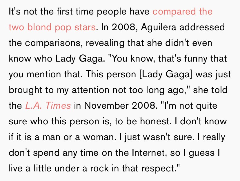 Four years later in 2008, Aguilera made comments with transphobic undertones, quoting ‘I don't know if it is a man or a woman’ when referring to Lady Gaga.