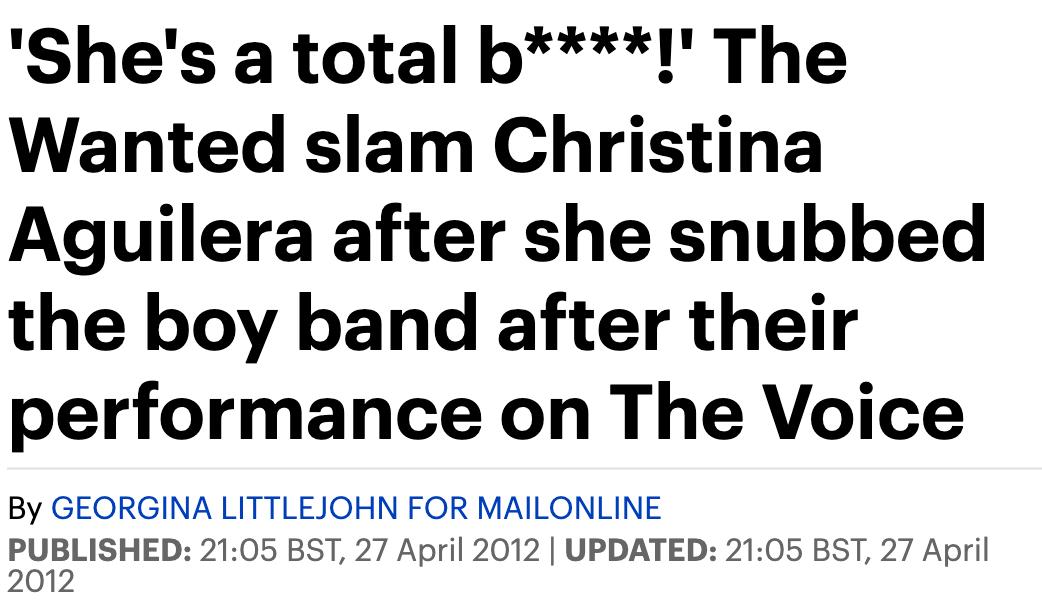 The Wanted also dissed Aguilera, branding her as one of the "rudest people they've ever met".