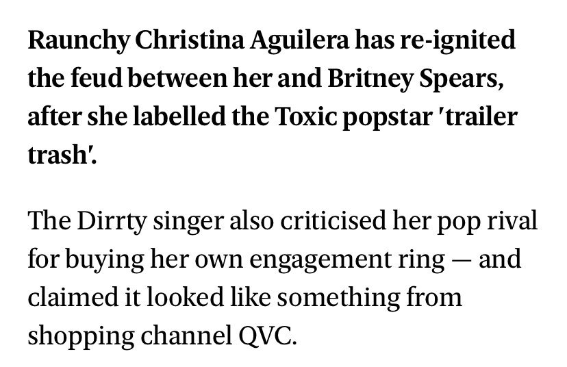 Britney Spears was a constant target of Aguilera’s jealousy and insecurities. Aguilera would usually drag her out of nowhere and for no reason.