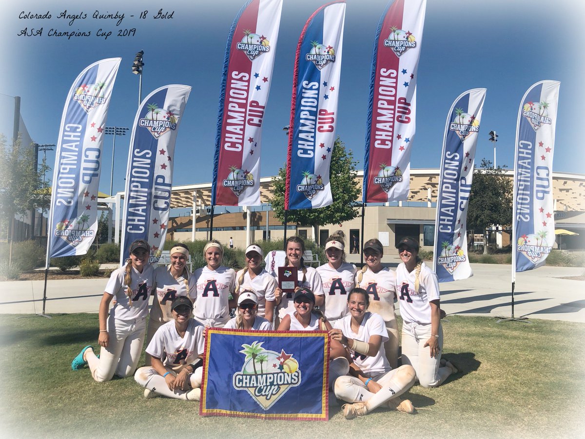 COAngels_Quimby's tweet photo. Congrats to the Colorado Angels who went to Cali to compete for the ASA Champions Cup - and compete did they ever! They went 9-2 after dropping their final game in the championship. Terrific week of softball ladies!  Safe travels home Angels - We are #AngelProud https://t.co/v9k37VeDZj