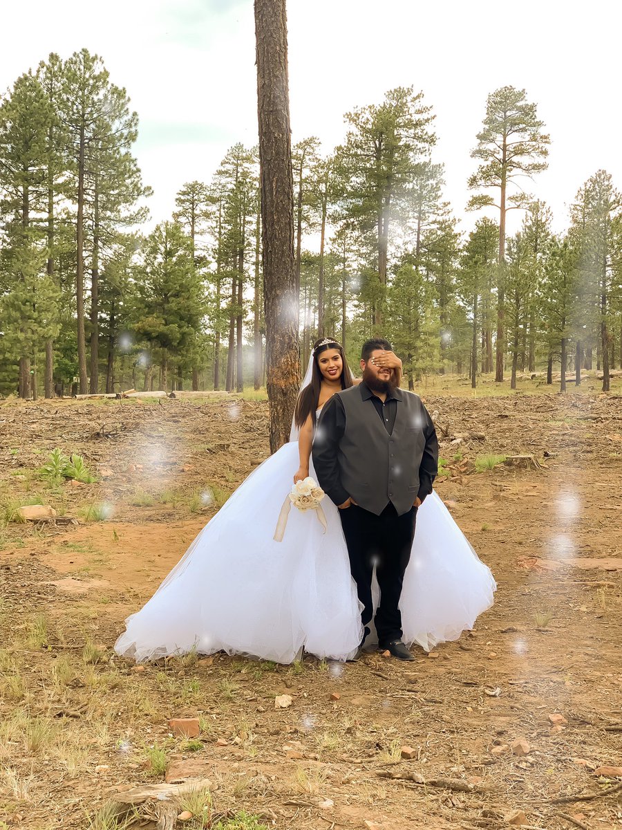 bellathebaee's tweet photo. You’ve been my forever since I was 14 and now we’re officially one. 
MR. &amp; MRS. COTA. 💍👰🏻🤵🏻💐🌲💕 —
#firstlook #TheCotas 
#Mr&amp;MrsCota #forestweddings
📸 @VivaLaaGarde https://t.co/iXnNASkz9x