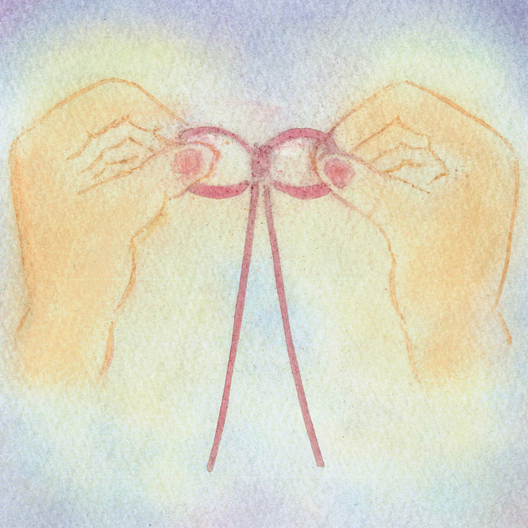 Atelier Heart Art 紐を結ぶ手 箸を持つ手 同時代ギャラリー 嵯峨美 旅展 京都 展覧会 Atelierheartart 由香里 絵本 えほん イラスト 絵 パステル画 手 て 紐を結ぶ手 蝶々結び 箸を持つ手 箸 Picturebook Hand Bowtie