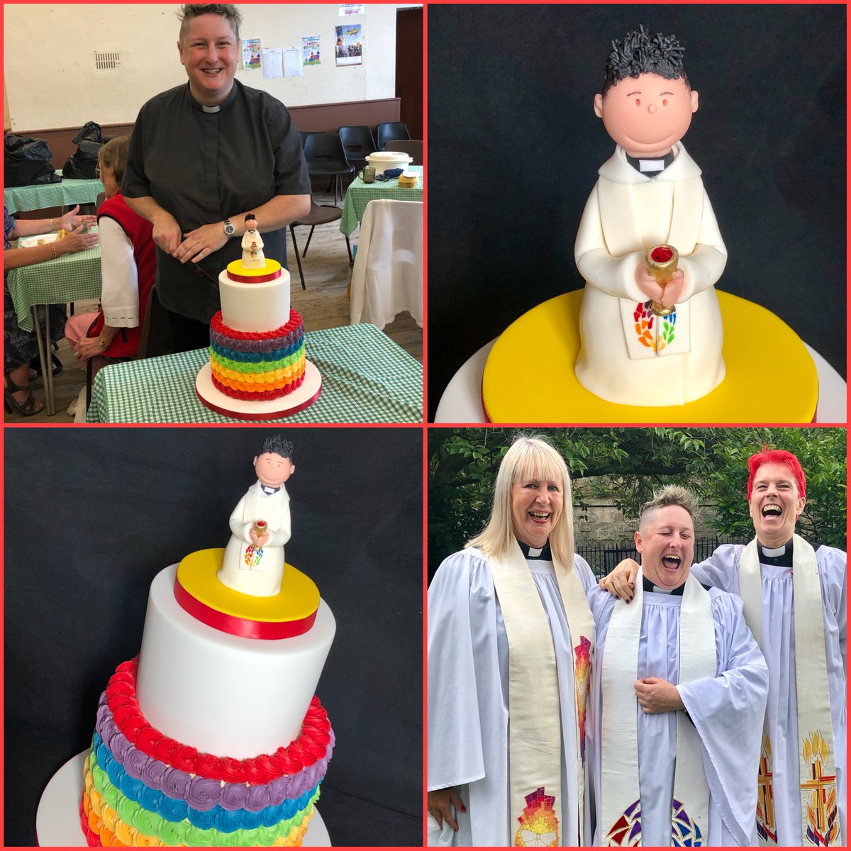 nettyscakes's tweet photo. Everyone loves #rainbow cakes! @snowbabe78 even had a mini me made from sugar products. Celebrating being ordained a priest #churchofengland https://t.co/mDU0Le08wA