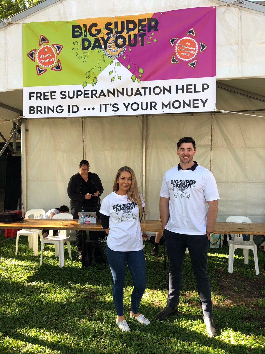 AusCathSuper's tweet photo. Leah Bennett and Luke Young represented Australian Catholic Superannuation at yesterday's @_FirstNations @BigSuperDayOut 2019 in Darwin. Next Stop: Kununurra, WA #IndigenousSuper #itsyourmoney https://t.co/2a1qxWTX7z