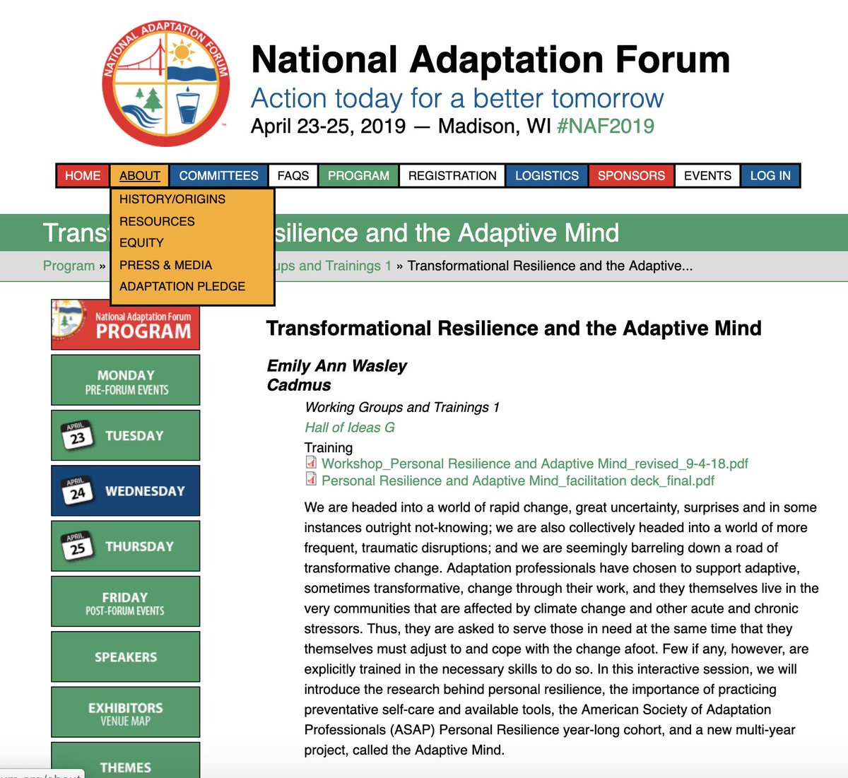Revkin's tweet photo. @MaibachEd @realcippl @KHayhoe @polleverywhere @ecotone2 @mudfire I sense a step toward actionable hope on mitigation can come by cultivating an #adaptivemind. @Susannemoser discussed at the recent #managedretreatCU2019 conference organized by @earthinstitute @LamontEarth @climateandlife @ciesin. Also #NAF2019: https://t.co/yw0Tz8aqqF Thoughts? https://t.co/Rbr6ZxGlKW