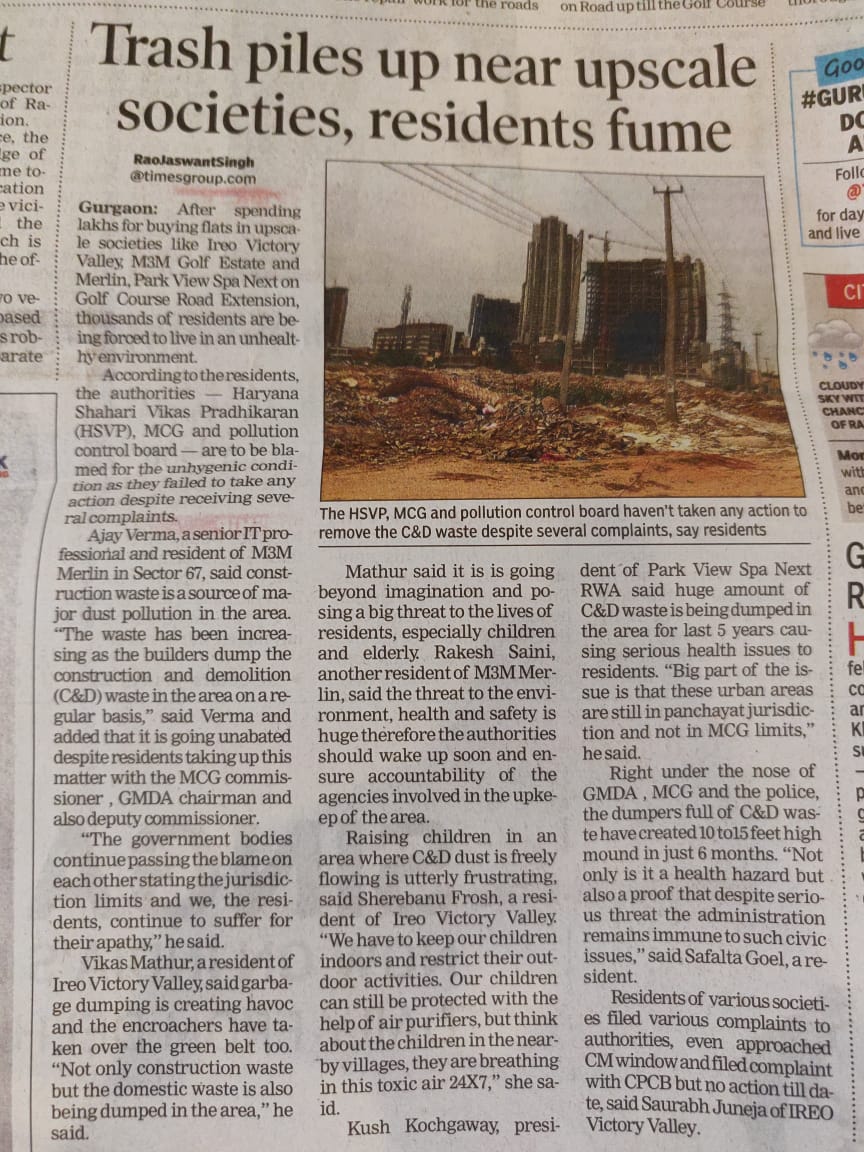 rwa_67's tweet photo. Thanks @toi_RaOj @TOIGurgaon @TOIIndiaNews For highlighting the plight of 10k rsdnts of #sect67 #Gurgaon day after visit of @ramanmalik @BJP4Haryana 

Even #Kumbhkaran wakes up after 6 months but not @CPCB_OFFICIAL @MunCorpGurugram @GurugramMDA @SwachhBharatGov @PMOIndia @cmohry https://t.co/vvw9LQv7tc