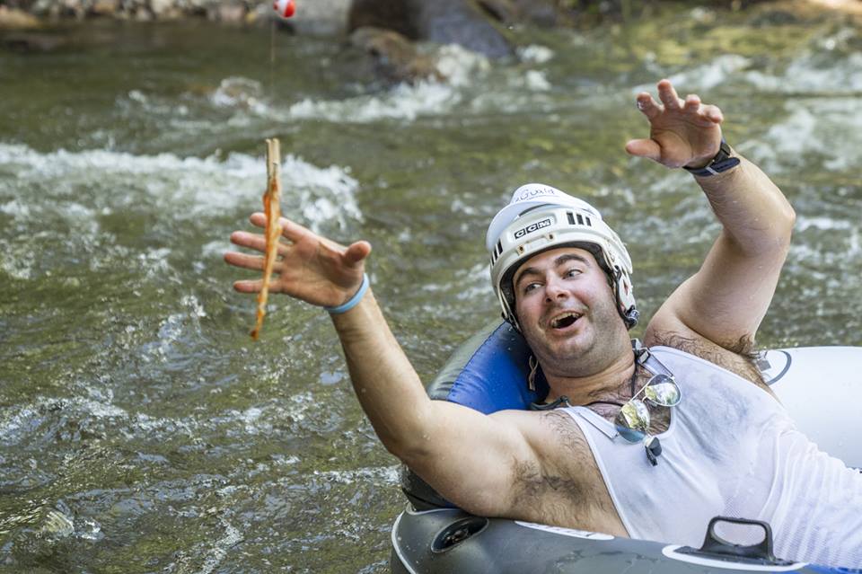 TubeToWorkDay's tweet photo. Bacon from above! Be ready for @KeltyBuilt's  bacon fishing station off the 9th St. Bridge. Vegans, stay left this @TubeToWorkDay - Fri. July 19th, 2019. 

Flows are mellowing out. All signs point to a stellar commute. https://t.co/ZqGBium1iK