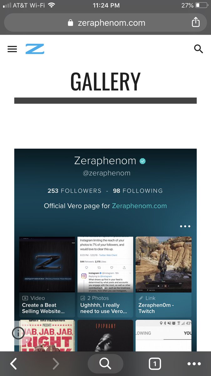zeraphenom's tweet photo. Yooo, I really need to use @verotruesocial more often and you should too!
Profile embedded on my website with no 3rd party crap!!
#vero #firstonVero #verotruesocial #socialmediamarketing #socialmedia #SocialMediaManagement #instagram #verified https://t.co/jEe48eL1Wr