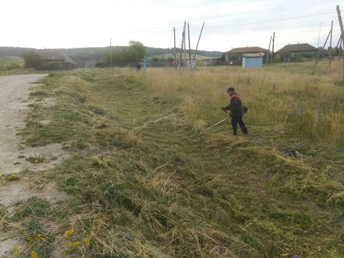 ТОС "Родина" с.Белый Ключ, Вешкаймского района приступили к обкосу села.