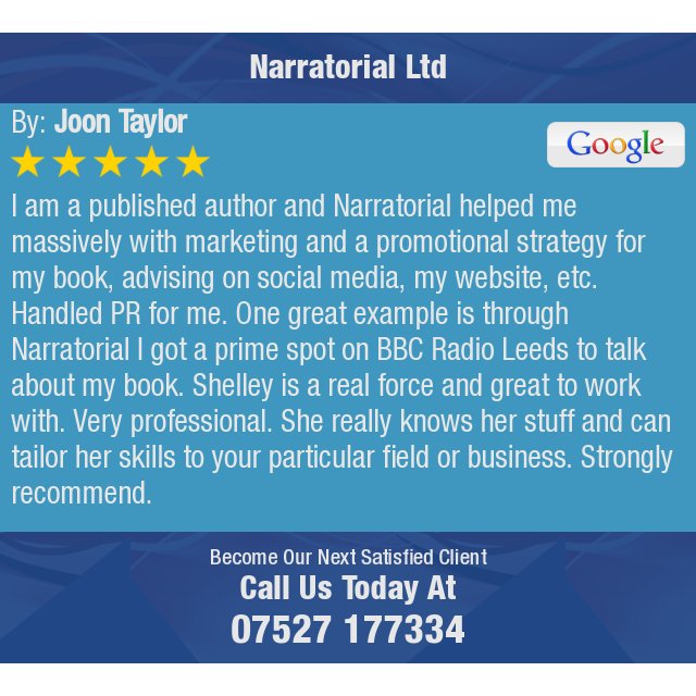 NarratorialL's tweet photo. 5 Star: Joon T. "I am a published author and Narratorial helped me massively with marketing and a promotional..." https://t.co/LBFAmTDaxu https://t.co/fIcAEQDS8I
