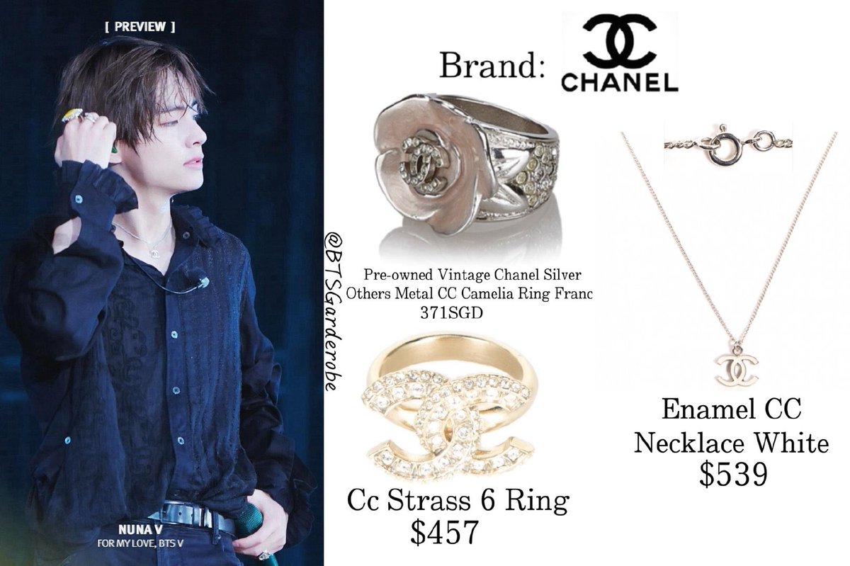 Stylish·BTS on X: #TAEHYUNG 190714 BTS SPEAK YOURSELF WORLD TOUR In  SHIZUOKA #BTS CHANEL Enamel CC Necklace White Pre-owned Vintage Chanel  Silver Others Metal CC Camelia Ring France Cc Strass 6 Ring