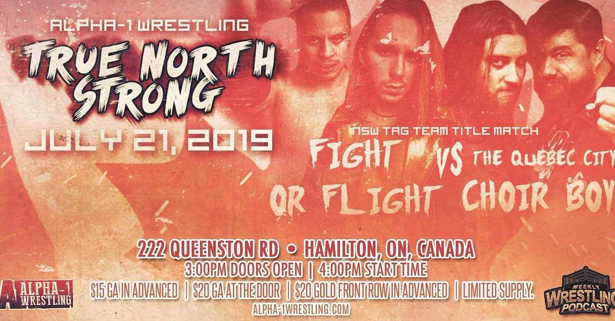 NSWisBACK's tweet photo. We are very proud that our #TagTeam #Champions #FightorFlight @FuerzaEsTuPapi &amp; @NotEnoughVaughn will be defending the #titles next Sunday @A1Wrestling #TrueNorthStrong 222 Queenston Rd in #HamOnt https://t.co/HBqVAvet9z