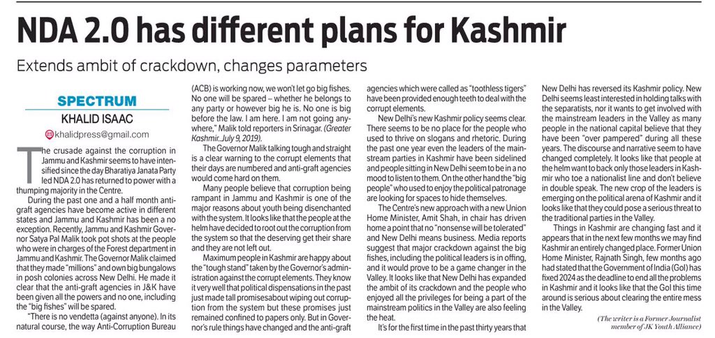 IsaacKhalid's tweet photo. My today’s write up :
NDA 2.0 has different plans for Kashmir | Greater Kashmir https://t.co/bs6jmOOeS5 https://t.co/DBYB5OL38F