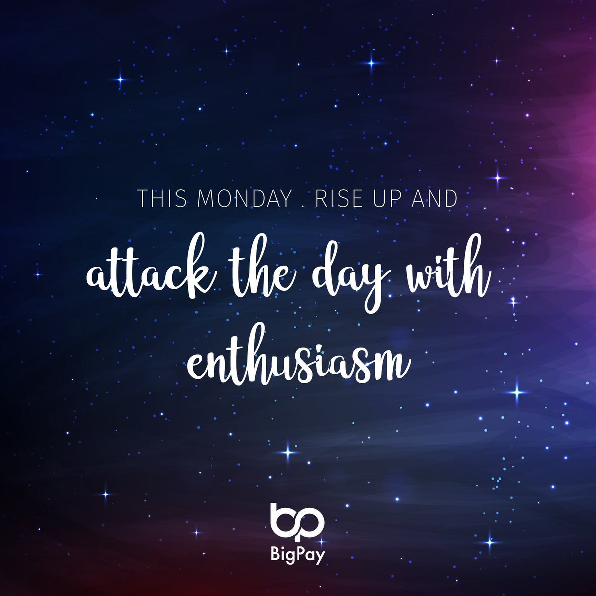 bigpaymeapp's tweet photo. Happy Monday #BigPay fam! Attacking your day with enthusiasm comes with amazing perks such as:
- mood, morale, and, self-esteem boost
- amazing energy
- setting the tone for the week!
#BigPayMe #ChallengeBanking #MondayMotivation https://t.co/IeNfMMGSnQ