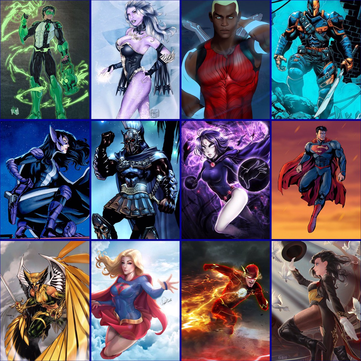 Let_Blade's tweet photo. Looking for let’s talk accounts of these characters since they interest me in the DC Verse.  

#KyleRayner
#KillerFrost
#Aqualad
#DeathStroke
#Huntress
#Aries
#Raven
#Superman
#Hawkgirl
#Supergirl
#BarryAllenFlash
#Zatanna https://t.co/7E4Vv5odBq